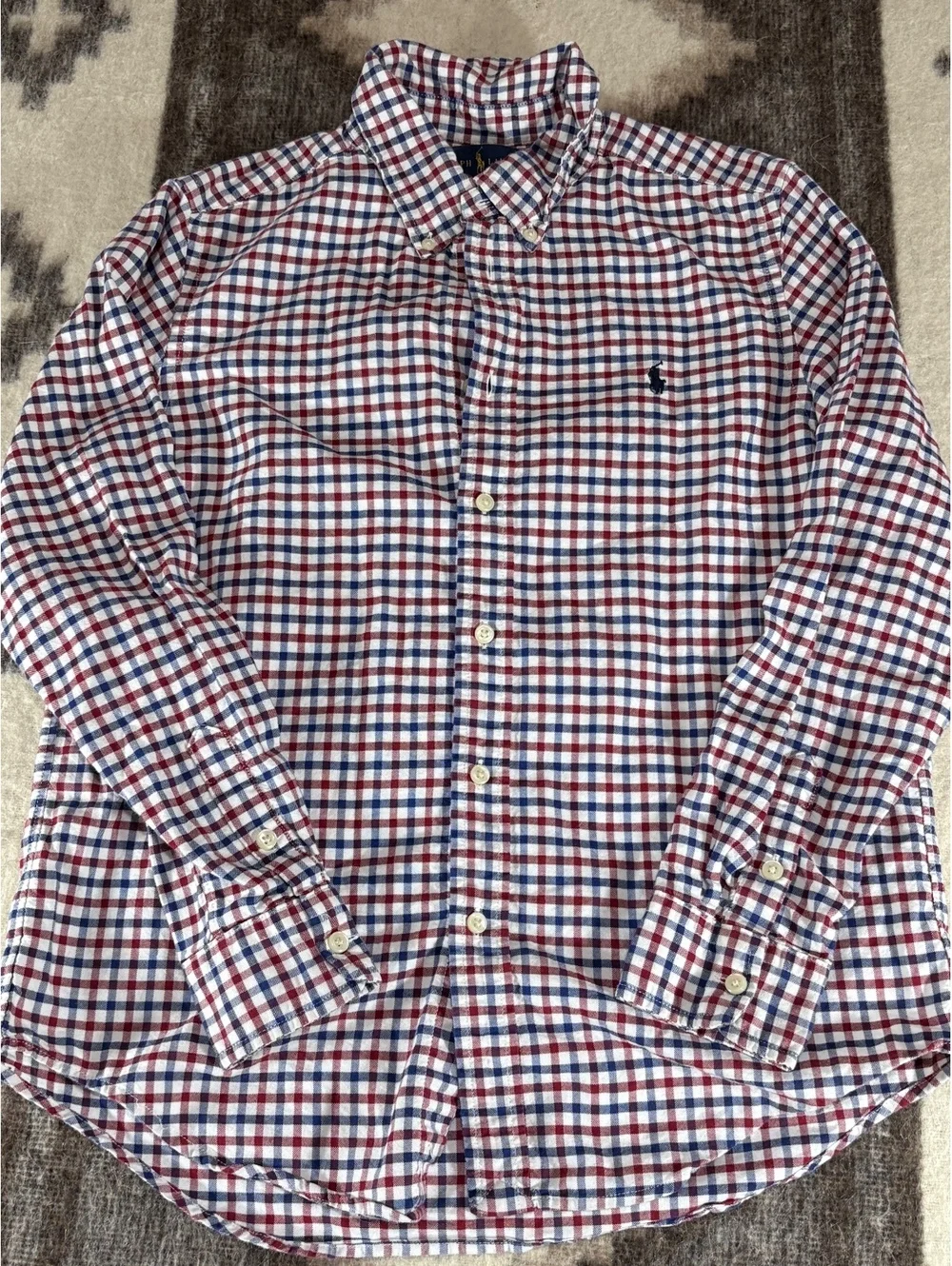 Ralph Lauren Boys Long Sleeve Button-Up Checkered Shirt Large (14/16)